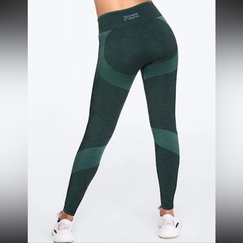 PINK Seamless Contouring High Rise Green Leggings Size Large